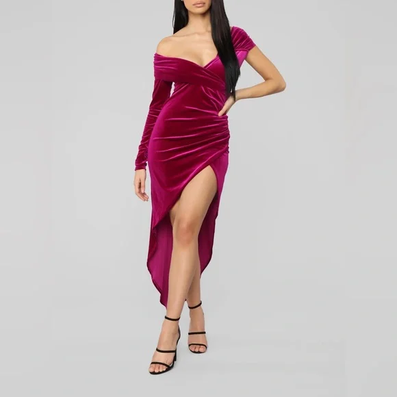 slim fit dress slacks Elizabeth K GL2559 Prom Dress - Burgundy